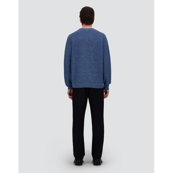 Herno Cashmere and Wool Fisherman's Rib Sweater in Light Blue | Men's Knitwear | Luxury Shoes 
