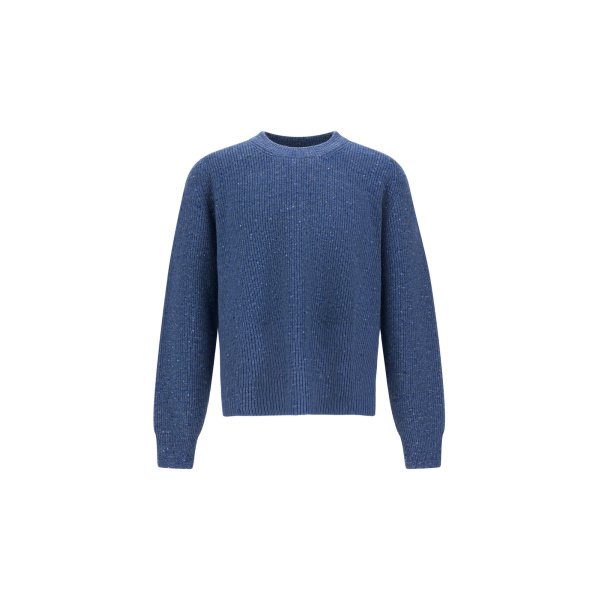 Herno Cashmere and Wool Fisherman's Rib Sweater in Light Blue | Men's Knitwear | Luxury Shoes 