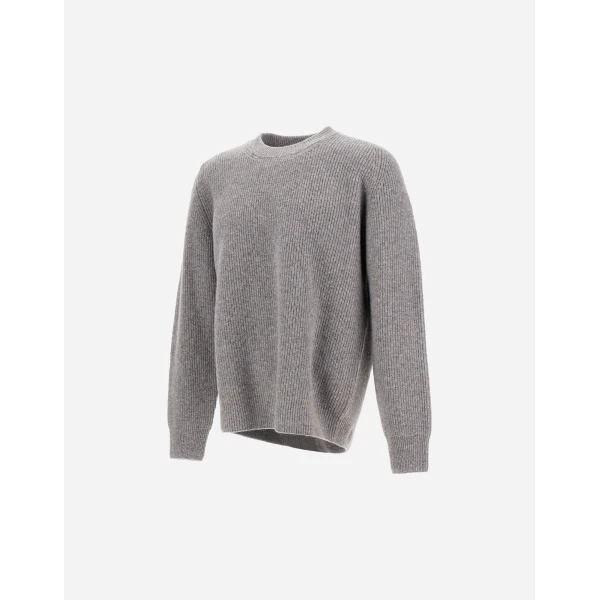 Herno Cashmere and Wool Fisherman's Rib Sweater in Pearl Grey | Men's Knitwear | Luxury Shoes 