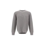 Herno Cashmere and Wool Fisherman's Rib Sweater in Pearl Grey | Men's Knitwear | Luxury Shoes 