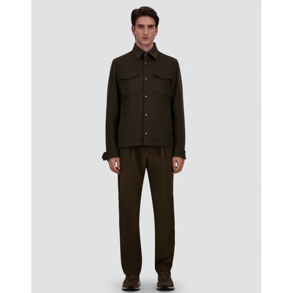 Herno Cashmere and Wool Shacket in Dark Green | Men's Jackets | Luxury Shoes 