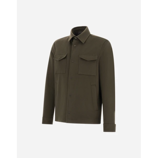 Herno Cashmere and Wool Shacket in Dark Green | Men's Jackets | Luxury Shoes 