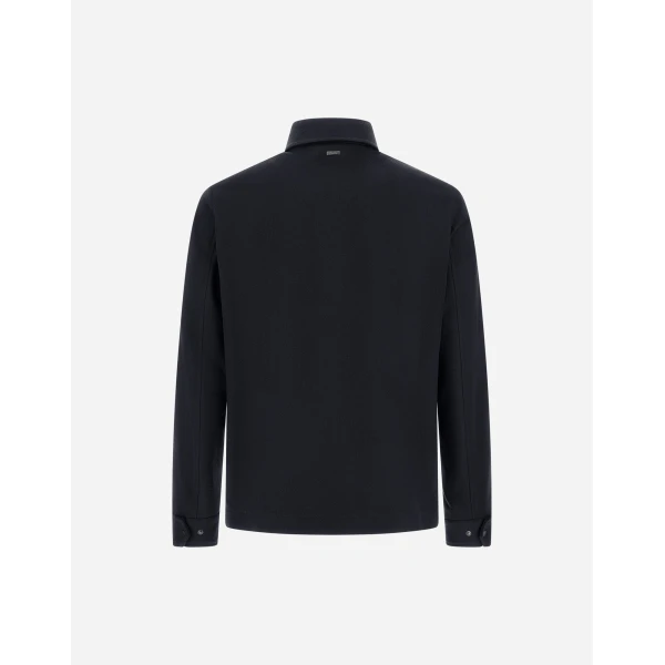 Herno Cashmere and Wool Shacket in Navy Blue | Men's Jackets | Luxury Shoes 