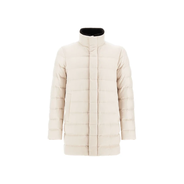 Herno Chantilly Carcoat in Cashmere, Silk and Monogram | Men's Coats | Luxury Shoes 