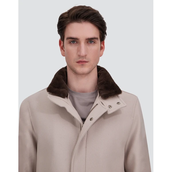 Herno Chantilly Coat in Ecowool and Light Faux Fur | Men's Coats | Luxury Shoes 