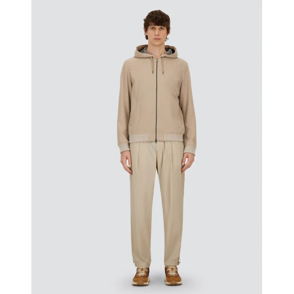 Herno Chantilly Resort Hooded Jacket in Wool-Blend Melange Flannel | Men's Jackets | Luxury Shoes 