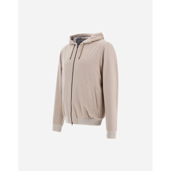 Herno Chantilly Resort Hooded Jacket in Wool-Blend Melange Flannel | Men's Jackets | Luxury Shoes 