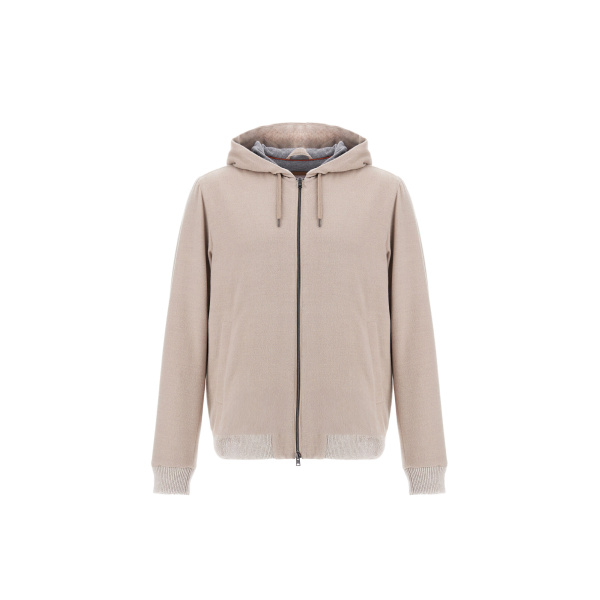 Herno Chantilly Resort Hooded Jacket in Wool-Blend Melange Flannel | Men's Jackets | Luxury Shoes 