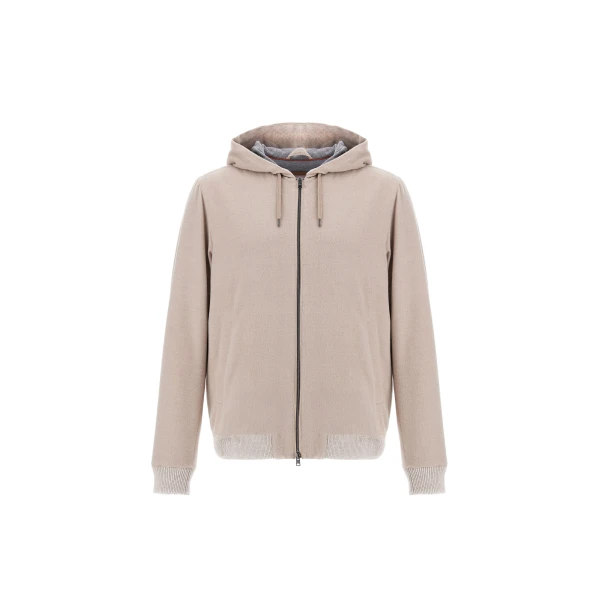 Herno Chantilly Resort Hooded Jacket in Wool-Blend Melange Flannel | Men's Jackets | Luxury Shoes 