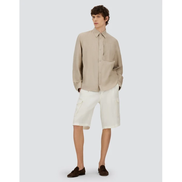 Herno Chantilly Resort Overshirt in Fade-Effect Linen | Men's Jackets | Luxury Shoes 
