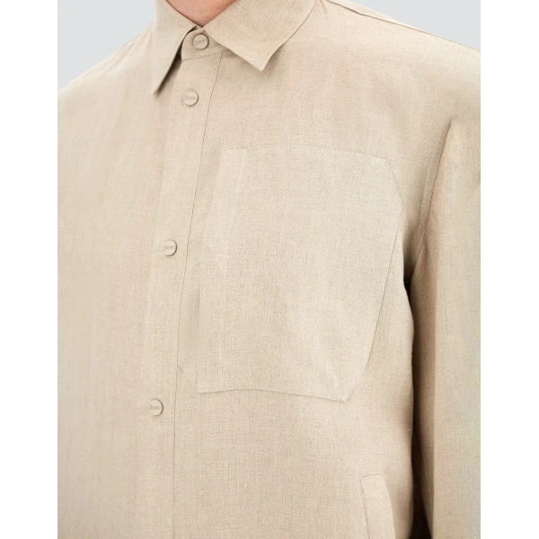 Herno Chantilly Resort Overshirt in Fade-Effect Linen | Men's Jackets | Luxury Shoes 