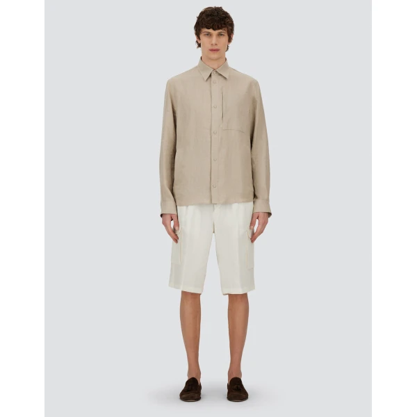 Herno Chantilly Resort Overshirt in Fade-Effect Linen | Men's Jackets | Luxury Shoes 