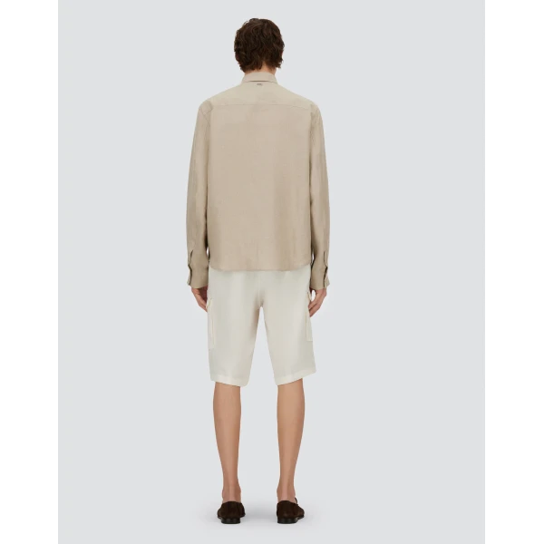 Herno Chantilly Resort Overshirt in Fade-Effect Linen | Men's Jackets | Luxury Shoes 