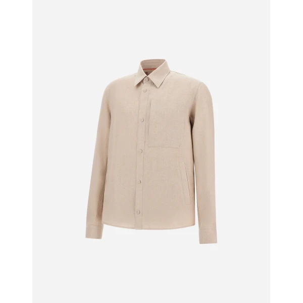 Herno Chantilly Resort Overshirt in Fade-Effect Linen | Men's Jackets | Luxury Shoes 