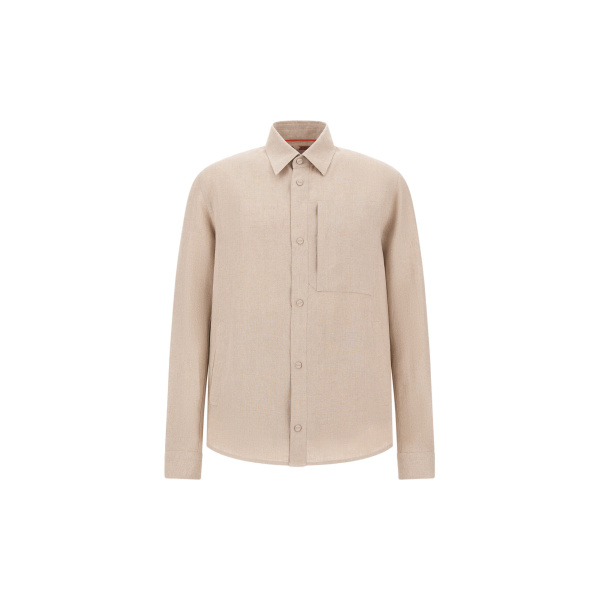 Herno Chantilly Resort Overshirt in Fade-Effect Linen | Men's Jackets | Luxury Shoes 