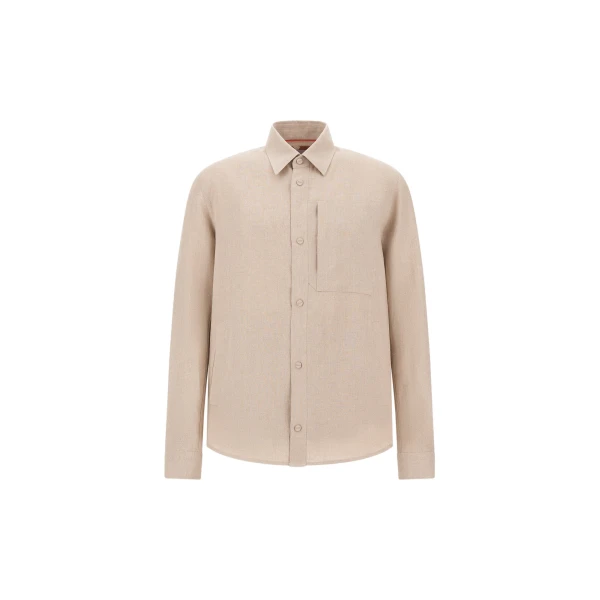 Herno Chantilly Resort Overshirt in Fade-Effect Linen | Men's Jackets | Luxury Shoes 