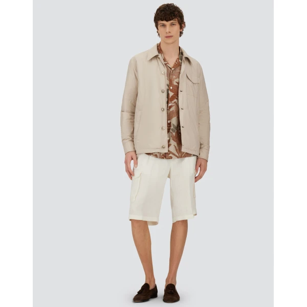 Herno Chantilly Resort Overshirt in Lightweight Matt Nylon and Suede-Effect Microfibre | Men's Jackets | Luxury Shoes 