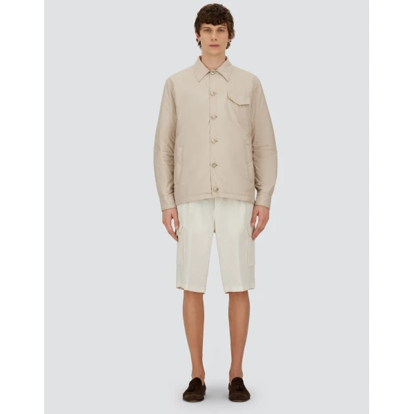 Herno Chantilly Resort Overshirt in Lightweight Matt Nylon and Suede-Effect Microfibre | Men's Jackets | Luxury Shoes 