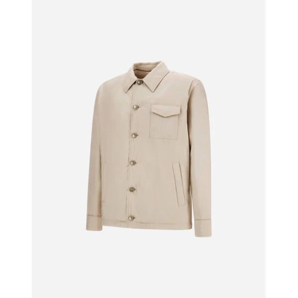 Herno Chantilly Resort Overshirt in Lightweight Matt Nylon and Suede-Effect Microfibre | Men's Jackets | Luxury Shoes 