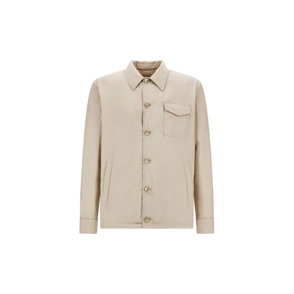 Chantilly Resort Overshirt in Lightweight Matt Nylon and Suede-Effect Microfibre