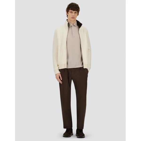 Herno Chantilly Resort Short-Sleeve Polo Shirt in Wool Jersey with a Shiny Finish | Men's T-Shirts and Polos | Luxury Shoes 