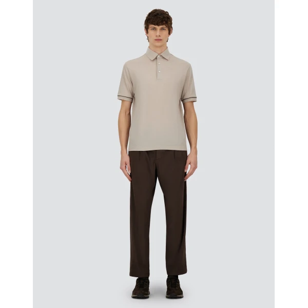 Herno Chantilly Resort Short-Sleeve Polo Shirt in Wool Jersey with a Shiny Finish | Men's T-Shirts and Polos | Luxury Shoes 