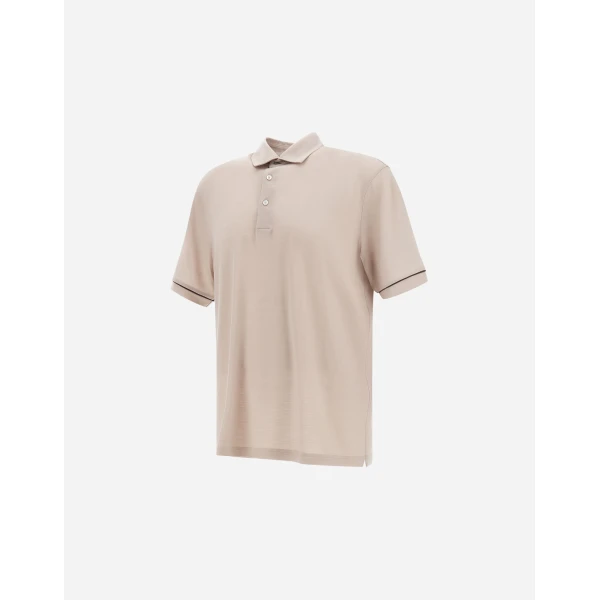 Herno Chantilly Resort Short-Sleeve Polo Shirt in Wool Jersey with a Shiny Finish | Men's T-Shirts and Polos | Luxury Shoes 