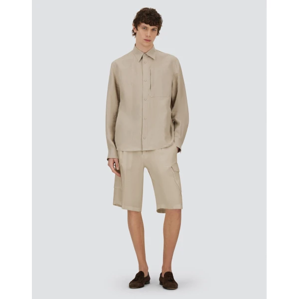 Herno Chantilly Resort Shorts in Fade-Effect Linen | Men's Trousers | Luxury Shoes 