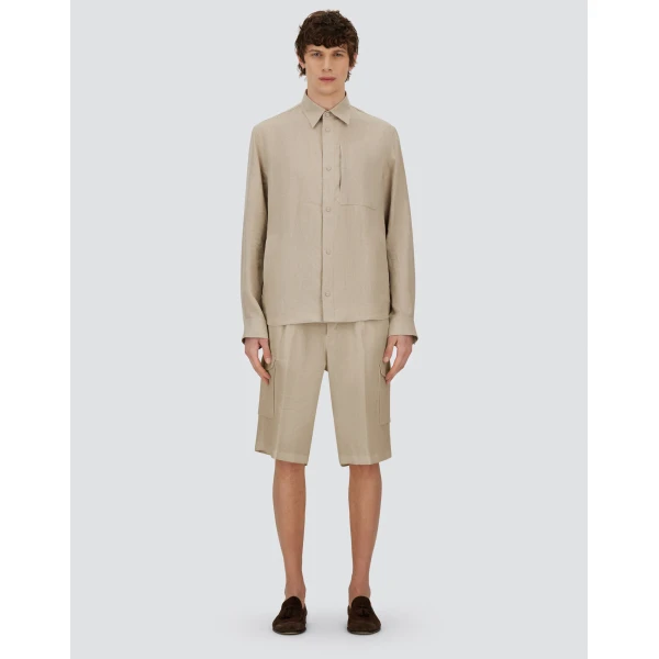 Herno Chantilly Resort Shorts in Fade-Effect Linen | Men's Trousers | Luxury Shoes 