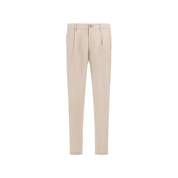 Herno Chantilly Resort Trousers in Fade-Effect Linen with Tropical Print | Men's Trousers | Luxury Shoes 