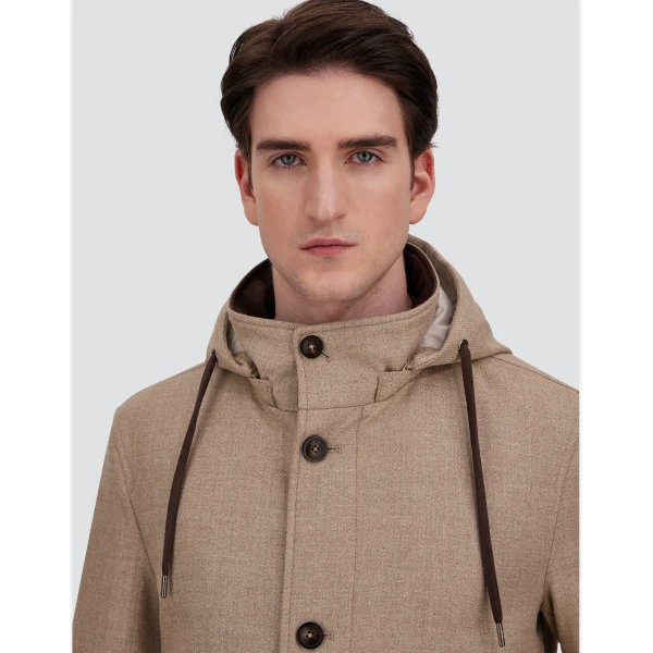Herno Chantilly Short Parka in Wool, Silk and Suede Effect | Men's Coats | Luxury Shoes 