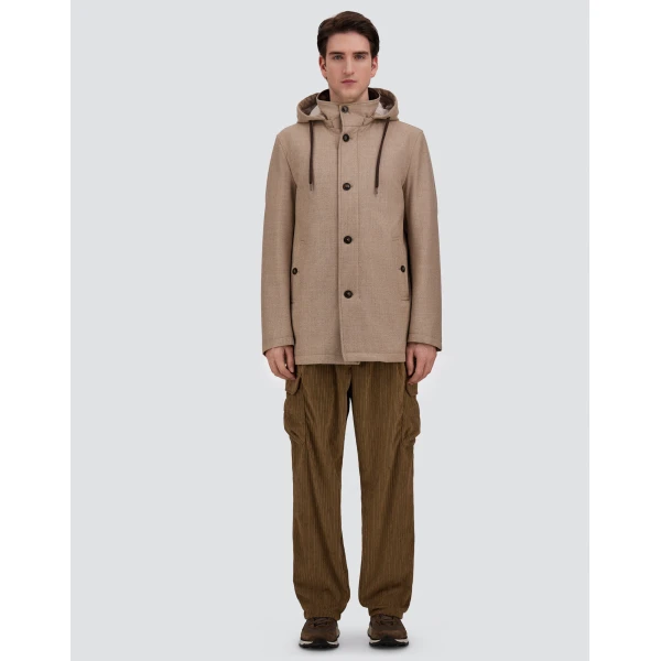 Herno Chantilly Short Parka in Wool, Silk and Suede Effect | Men's Coats | Luxury Shoes 