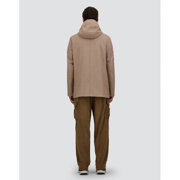 Herno Chantilly Short Parka in Wool, Silk and Suede Effect | Men's Coats | Luxury Shoes 