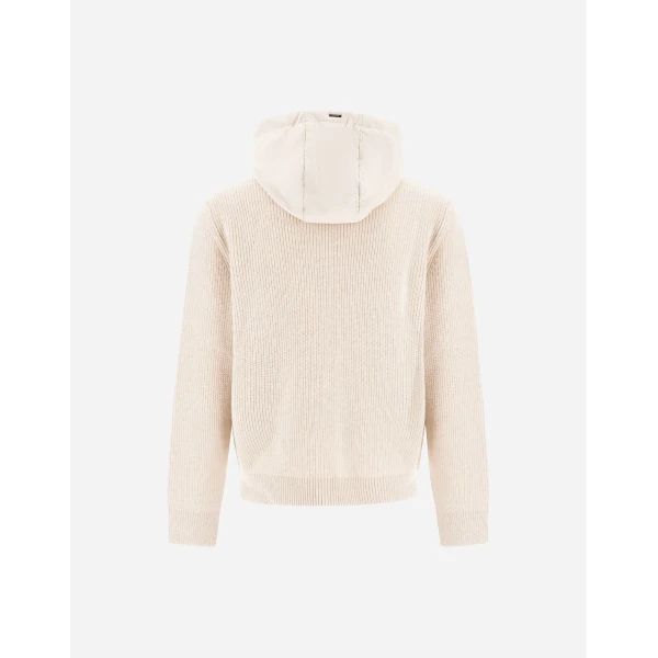 Herno Chantilly and Light Blue Resort Jacket in Stocking-Stitch Pure Wool, Lightweight Nylon and Suede-Effect Microfibre | Men's Jackets | Luxury Shoes 