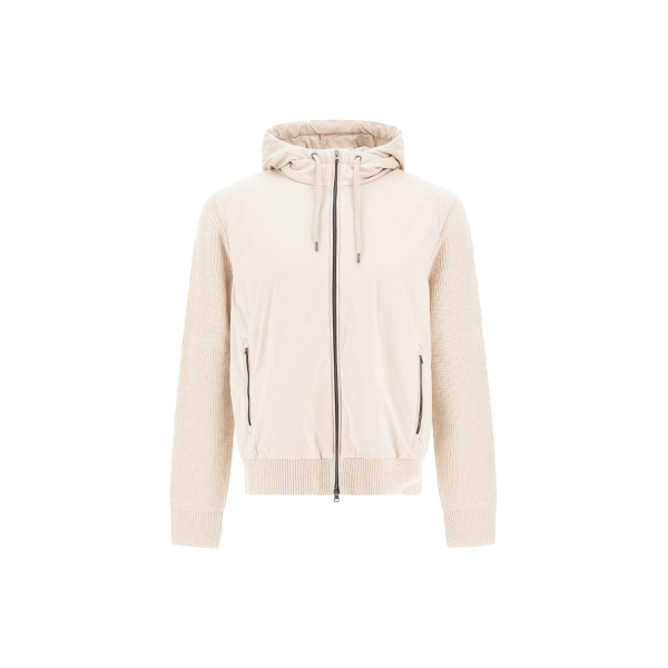 Herno Chantilly and Light Blue Resort Jacket in Stocking-Stitch Pure Wool, Lightweight Nylon and Suede-Effect Microfibre | Men's Jackets | Luxury Shoes 