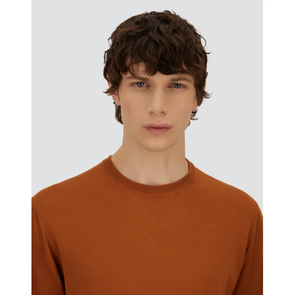 Herno Copper Resort T-Shirt in Wool and Silk Knit | Men's T-Shirts and Polos | Luxury Shoes 