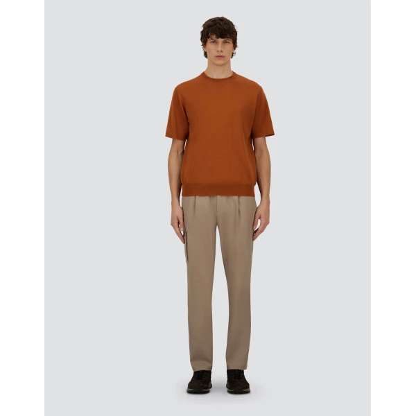 Herno Copper Resort T-Shirt in Wool and Silk Knit | Men's T-Shirts and Polos | Luxury Shoes 