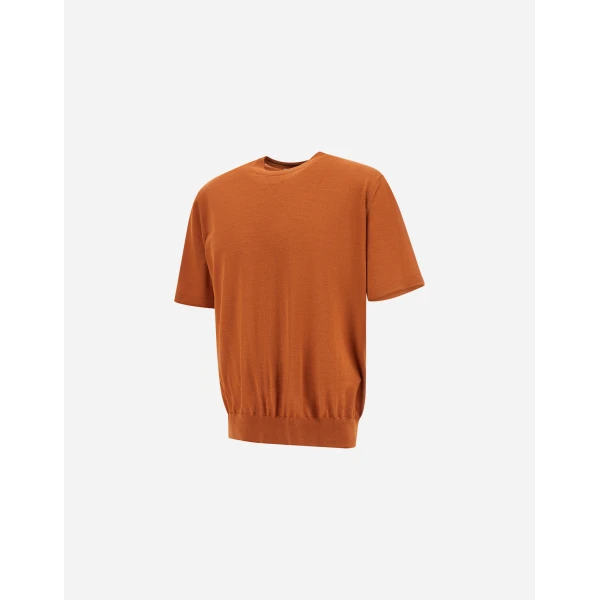 Herno Copper Resort T-Shirt in Wool and Silk Knit | Men's T-Shirts and Polos | Luxury Shoes 
