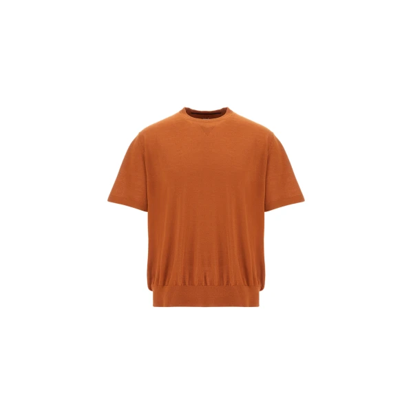 Herno Copper Resort T-Shirt in Wool and Silk Knit | Men's T-Shirts and Polos | Luxury Shoes 