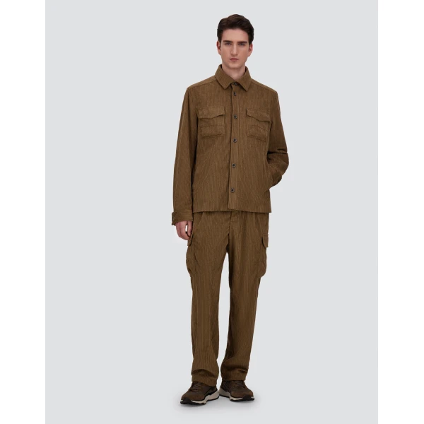 Herno Corduroy Cargo Trousers in Light Military | Men's Trousers | Luxury Shoes 