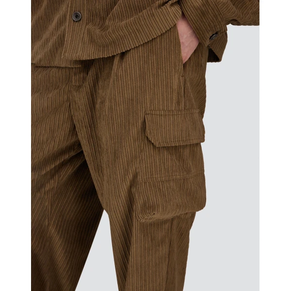 Herno Corduroy Cargo Trousers in Light Military | Men's Trousers | Luxury Shoes 