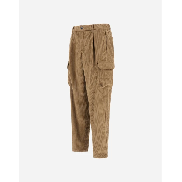 Herno Corduroy Cargo Trousers in Light Military | Men's Trousers | Luxury Shoes 