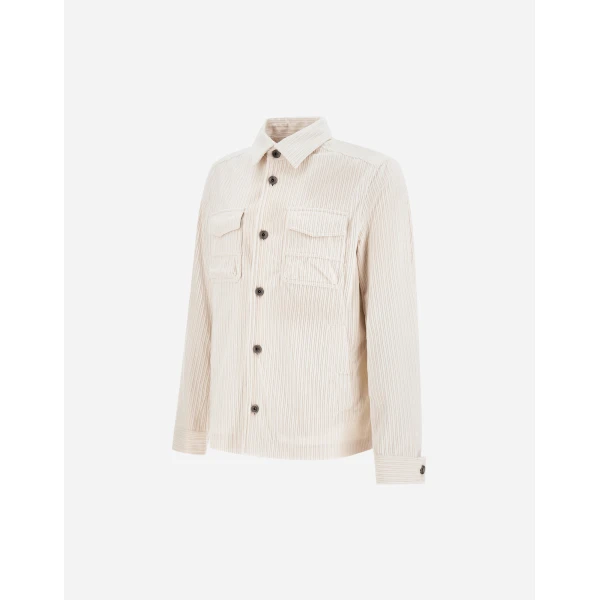 Herno Corduroy Shacket in Ivory | Men's Jackets | Luxury Shoes 