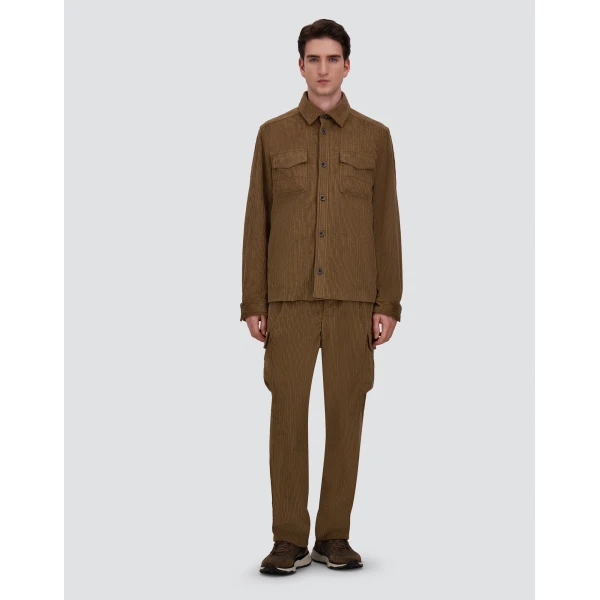 Herno Corduroy Shacket in Light Military | Men's Jackets | Luxury Shoes 