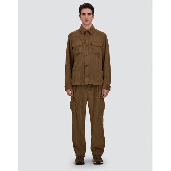 Herno Corduroy Shacket in Light Military | Men's Jackets | Luxury Shoes 