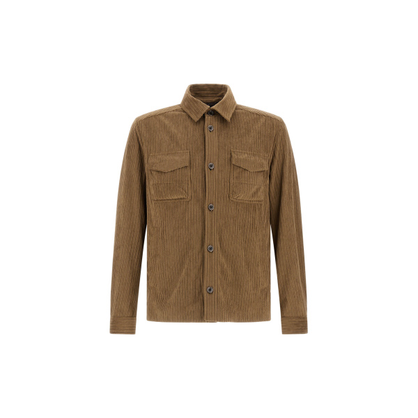 Herno Corduroy Shacket in Light Military | Men's Jackets | Luxury Shoes 