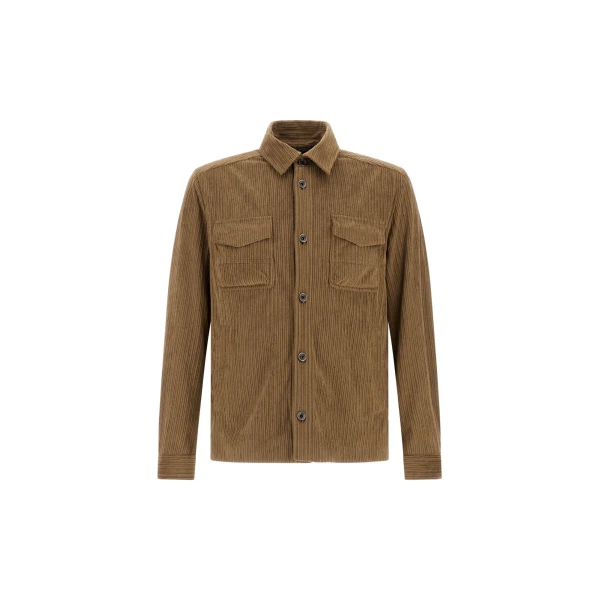 Herno Corduroy Shacket in Light Military | Men's Jackets | Luxury Shoes 