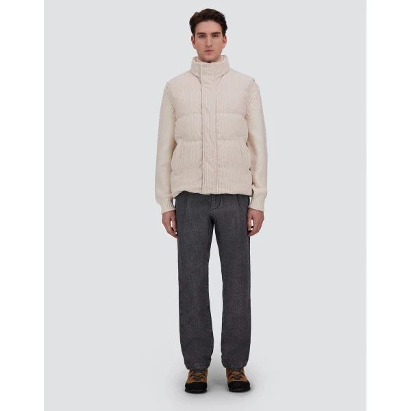 Herno Corduroy Vest in Ivory | Men's Jackets | Luxury Shoes 