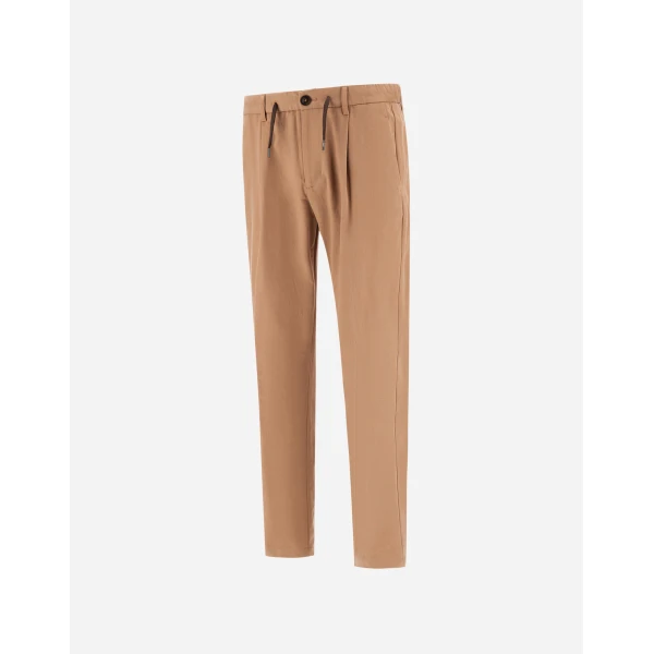 Herno Cotton and Cashmere Canvas Trousers in Camel | Men's Trousers | Luxury Shoes 