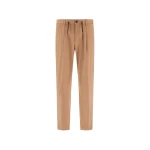 Herno Cotton and Cashmere Canvas Trousers in Camel | Men's Trousers | Luxury Shoes 